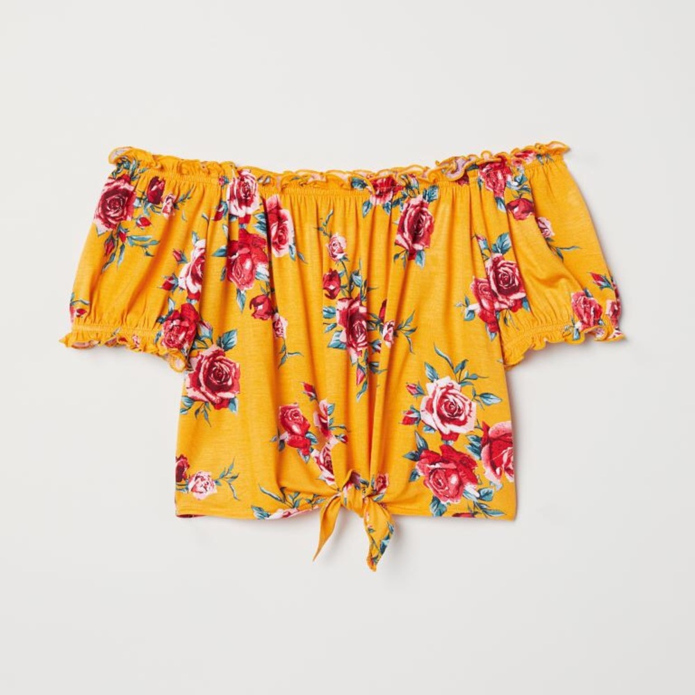 H&M Yellow Floral Crop Top